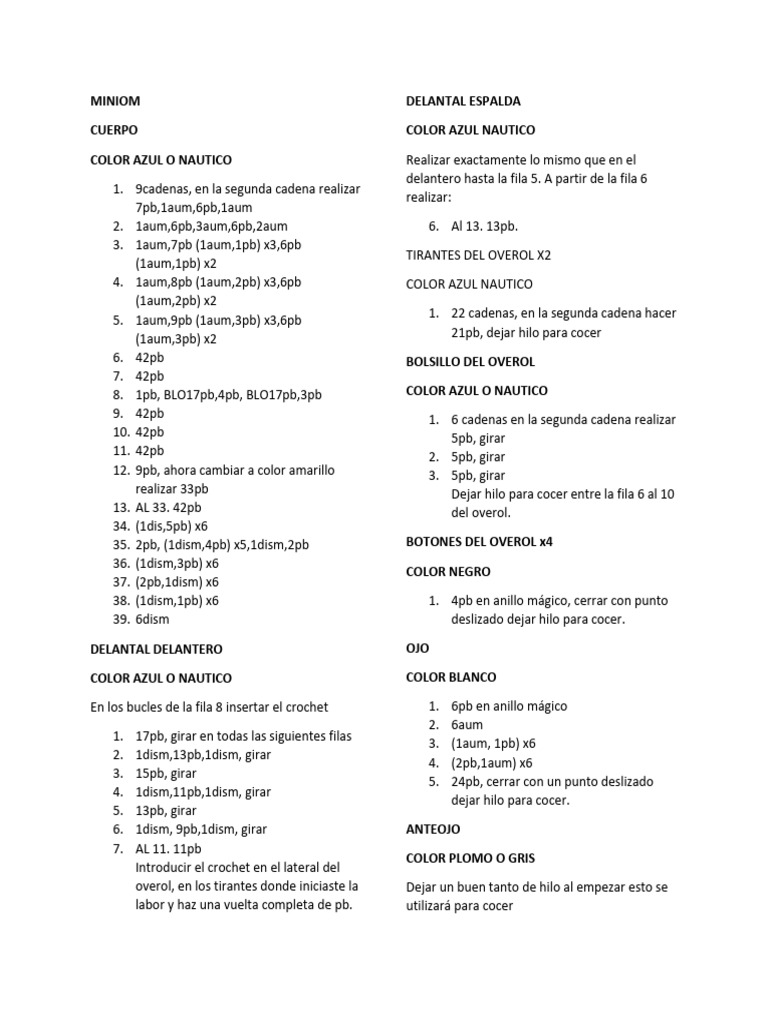 Amigurumi Minioms PDF