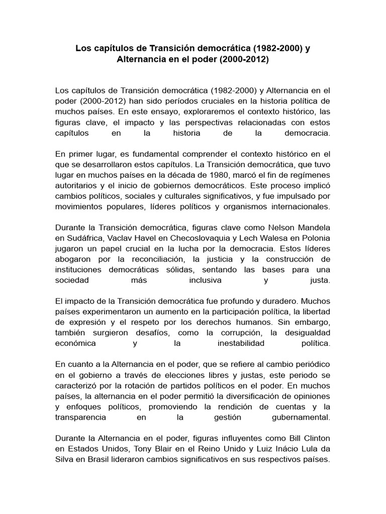 Transición y Alternancia Democrática | PDF | Democracia | Ideologías ...