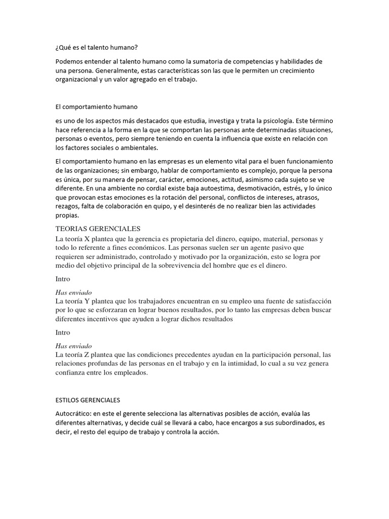 Qué Es El Talento Humano | Descargar gratis PDF | Gestión de recursos