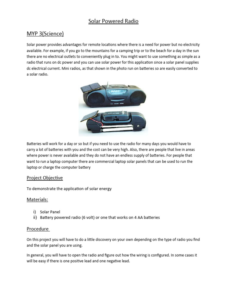 Solar-Powered Radio Project Guide | PDF