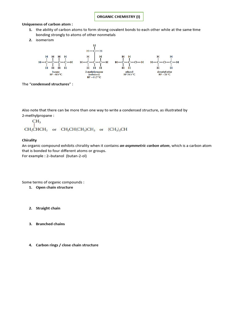 Organic Chemistry I Pdf Alkane Alkene
