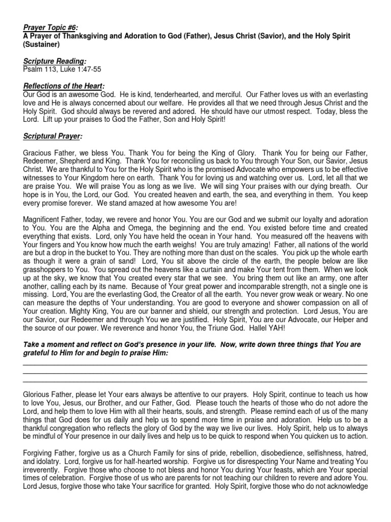 Prayer Of Thanksgiving With Scriptures