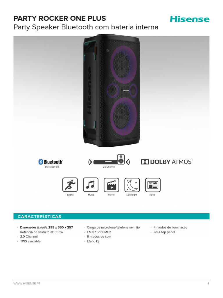 Alto-falante Party Rocker One Plus | PDF | Bluetooth | Eletrônicos