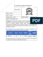 2° Medio A - Pauta de Evaluación - Plan de Alimentación