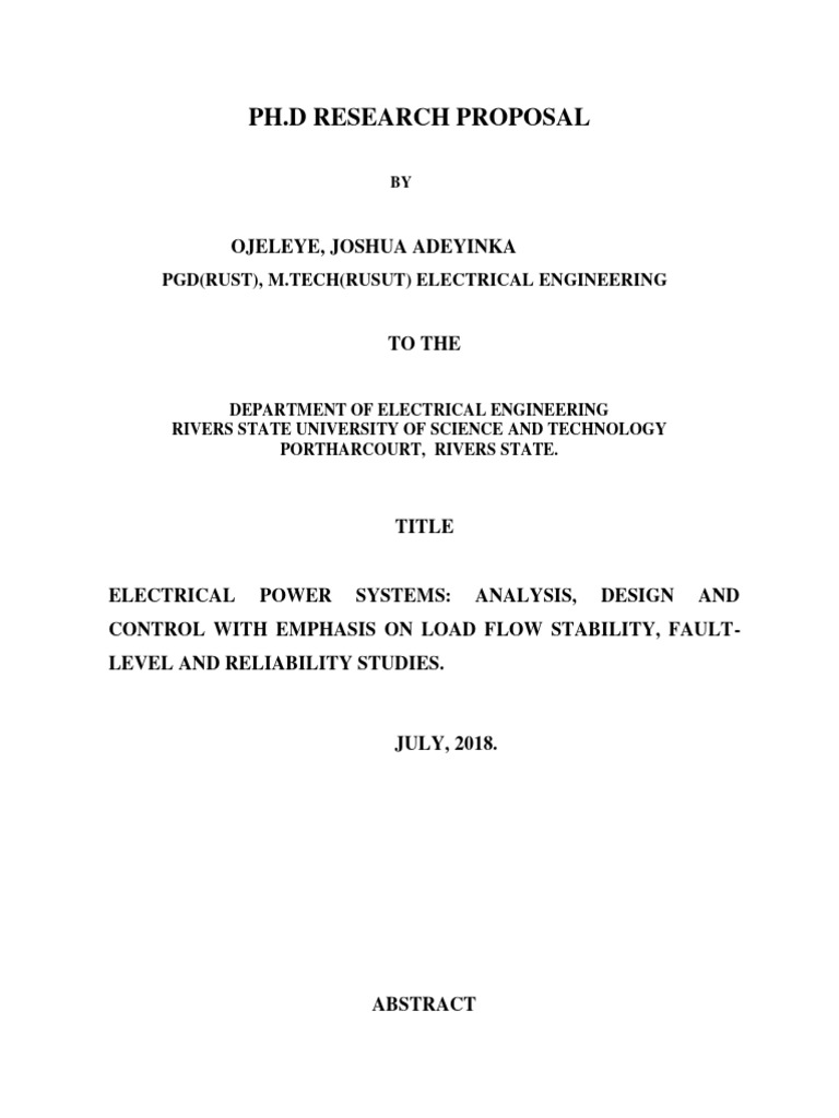 PH D Research Proposal Title Electrical | PDF | Electrical Grid ...