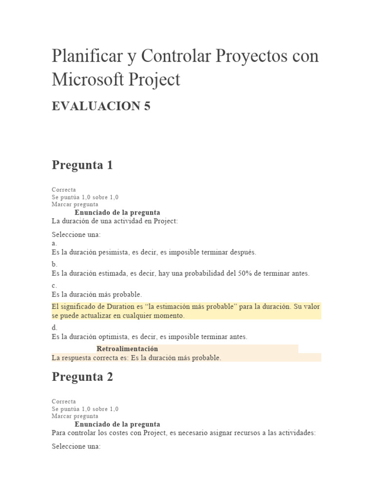 Evaluacion 5 planificar y controlar proyectos con microsoft project