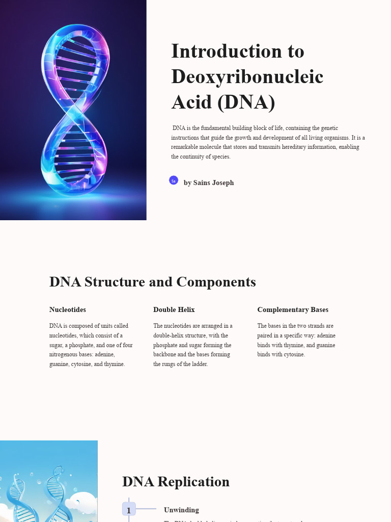 Share Introduction To Deoxyribonucleic Acid (DNA) | PDF | Dna | Nucleotides