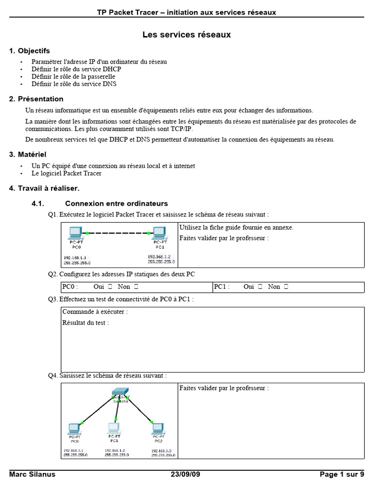 TP Packet Tracer : Services Réseaux | PDF | Réseau informatique ...