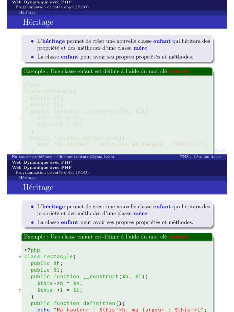 Héritage en POO avec PHP | PDF | PHP | Programmation orientée objet
