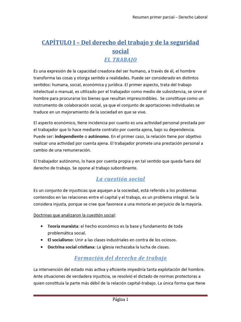 Resumen Derecho Laboral y Seguridad Social | PDF | Salario | Derecho ...