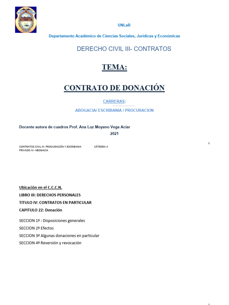 Contrato de Donación en Derecho Civil | PDF | Donación | Derecho civil ...
