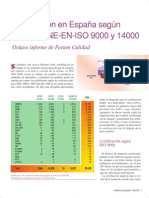 Certificación en España según normas UNE-EN-ISO 9000 y 14000