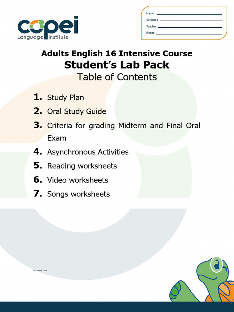 Intensive English Course Study Plan | PDF