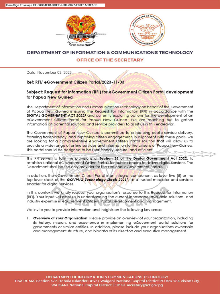 RFI - EGovernment Citizen Portal 031123 | PDF | E Government | Privacy