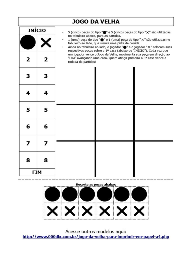 Jogo da Velha para Imprimir A4 | PDF