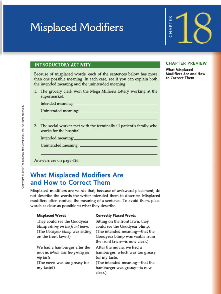 MISPLACED MODIFIERS ExWtng | PDF