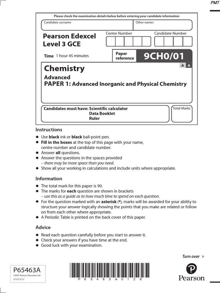 EDEXCEL INTERNATIONAL A LEVEL CHEMISTRY PAST PAPERS visual data 6