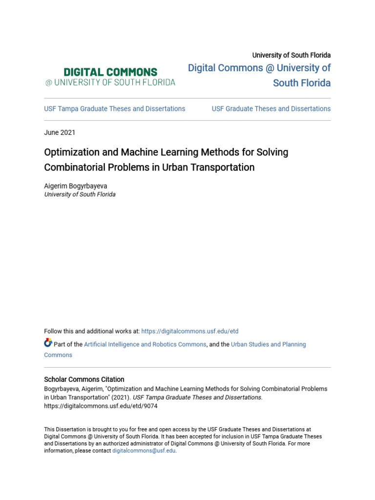 Optimization and Machine Learning Methods For Solving Combinatori | PDF ...