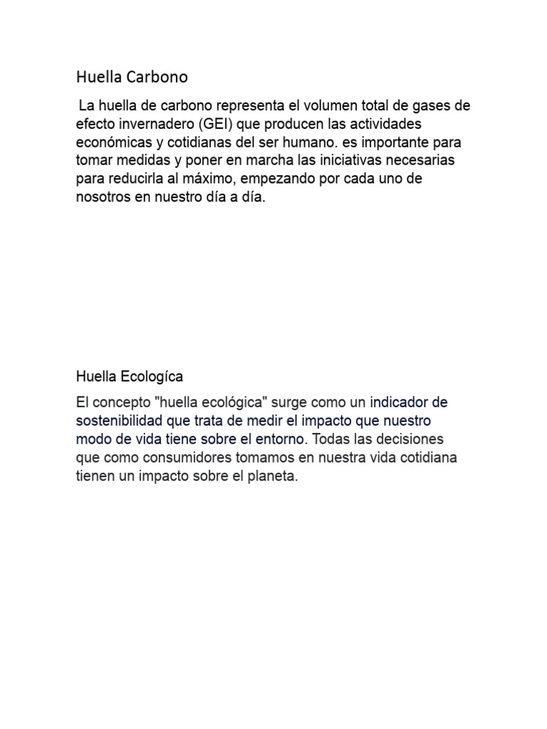 Huella de Carbono y Ecológica: Impacto Ambiental | PDF