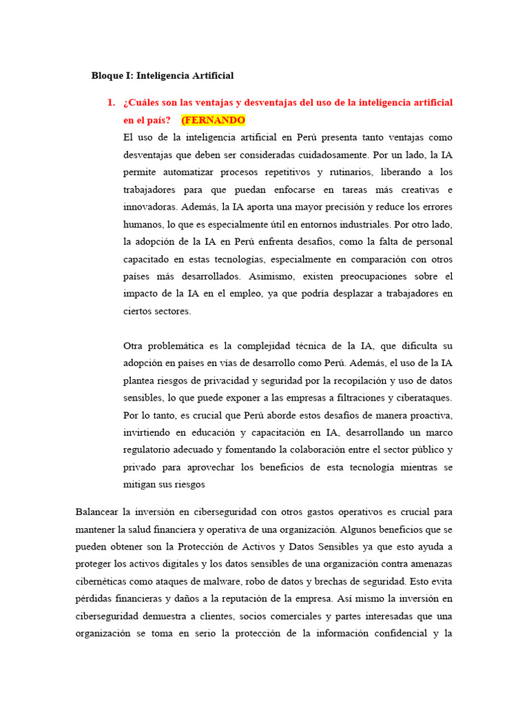 Ventajas y Desventajas de la IA en Perú | PDF | Inteligencia artificial ...