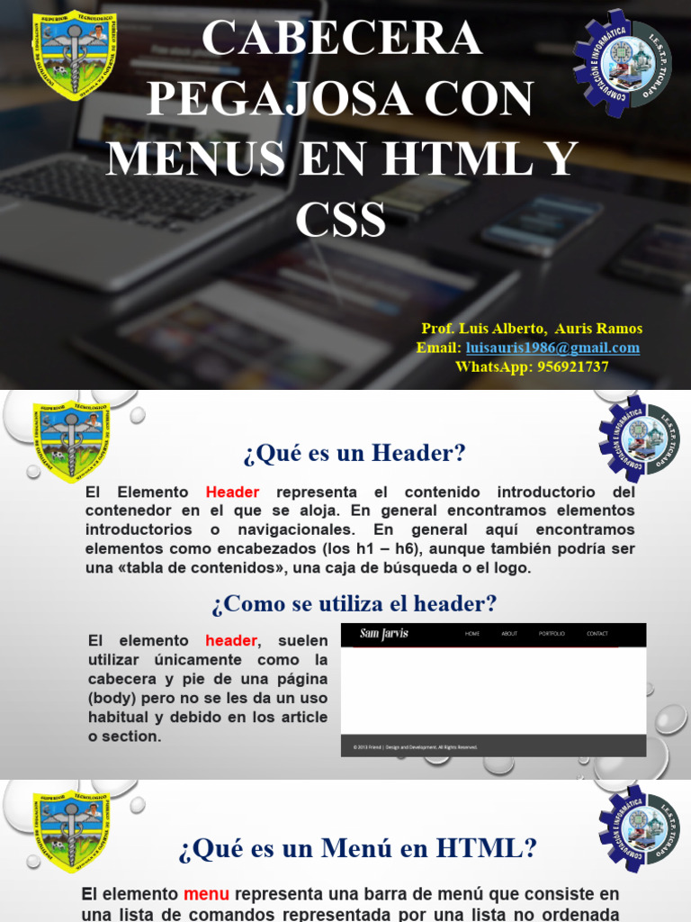 02 Menu Fija HTML CSS JS Descargar gratis PDF Script Java HTML