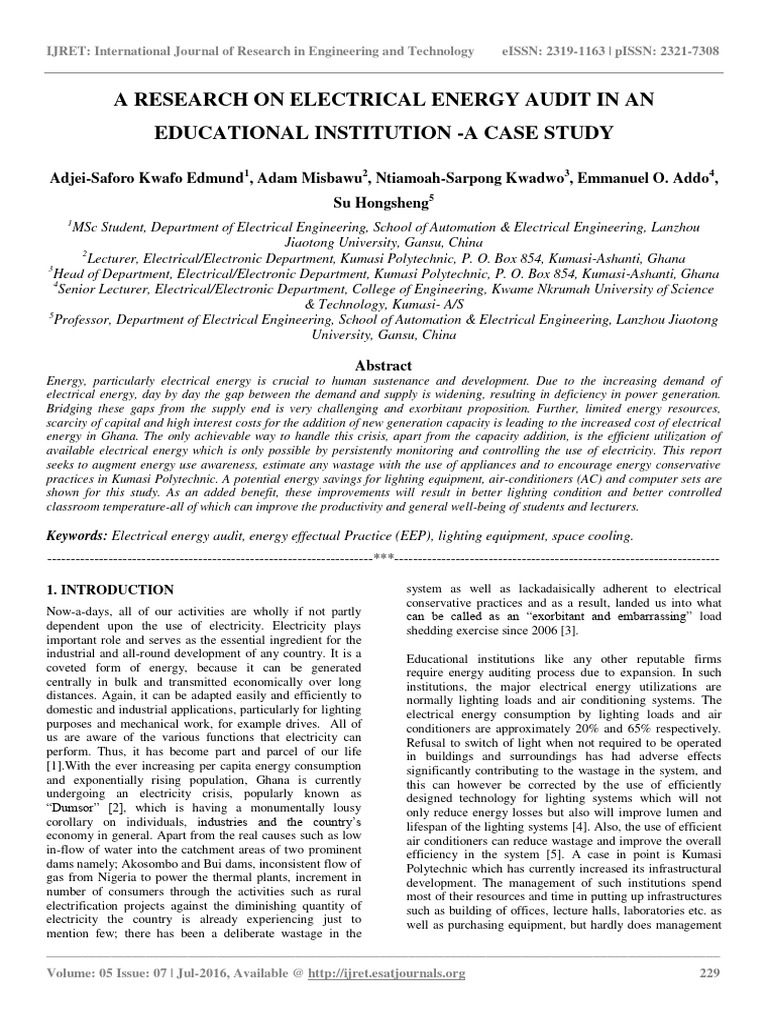 A Research On Electrical Energy Audit In An Educational Institution A