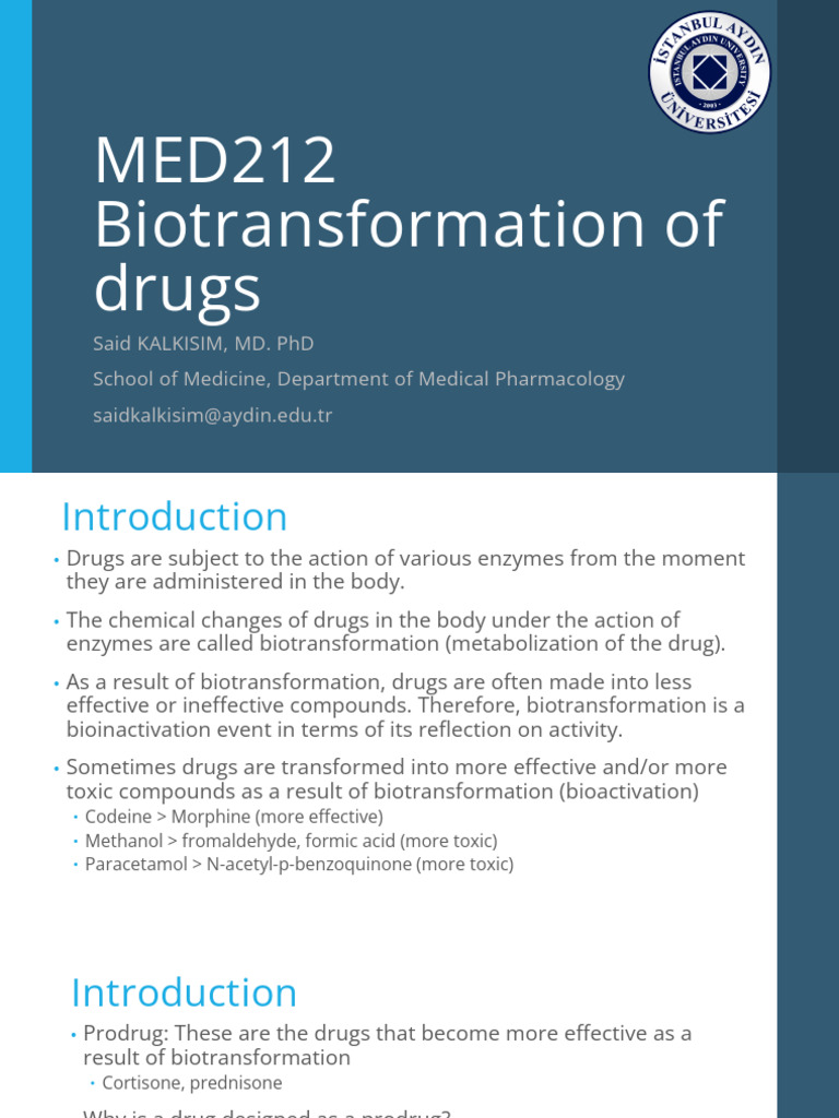 Med212-3 - Biotransformation 2 | PDF | Cytochrome P450 | Drug Metabolism