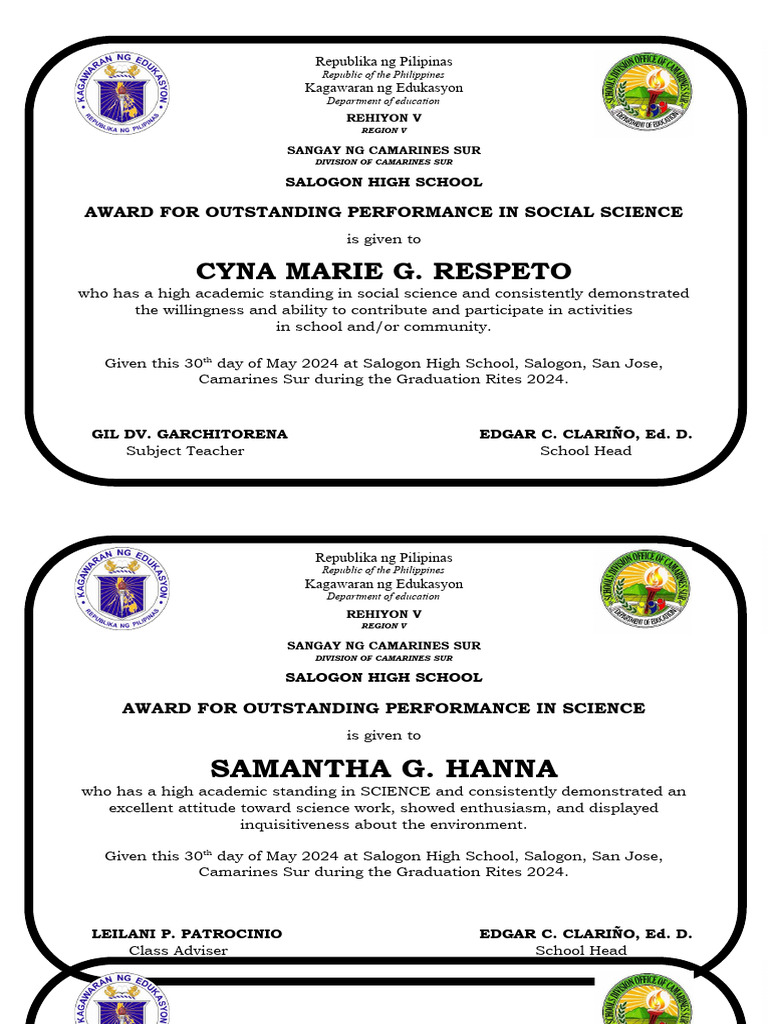 Salogon High School Awards 2024 | PDF