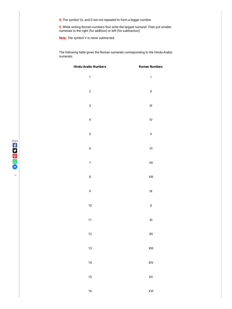 Roman number pdf