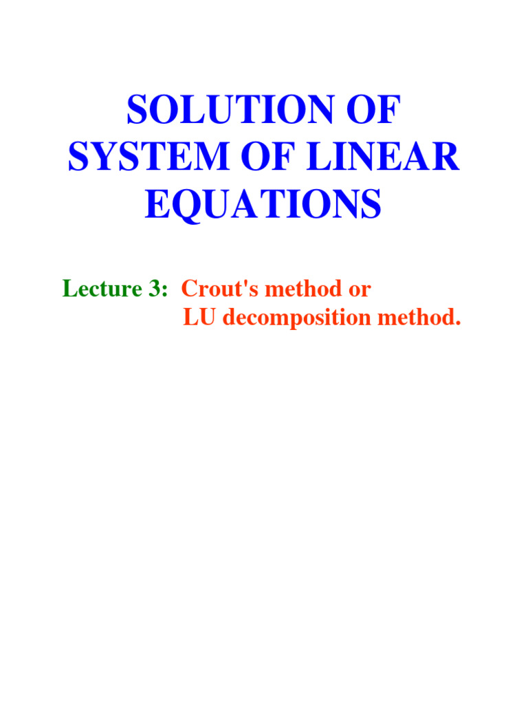 Linear Algebra Lecture3 | PDF | Mathematical Objects | Factorization