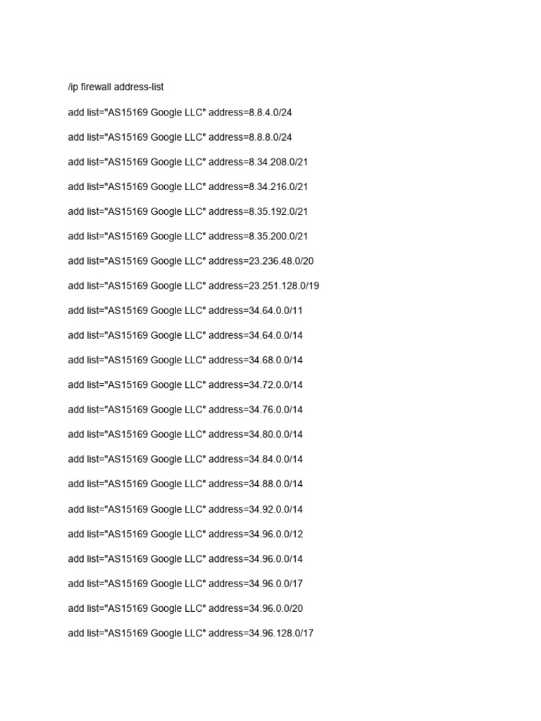 Google LLC AS15169 IP Address List | PDF | Network Protocols | Computer ...
