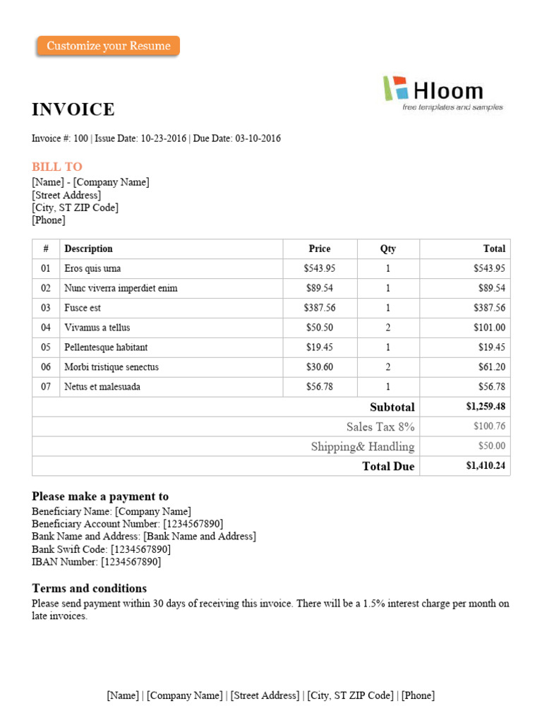 Classic Grid Word | PDF | Invoice | Payments