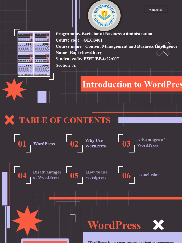WordPress Overview for BBA Students | PDF | Word Press | Computing