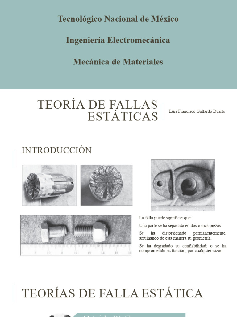 Teorias De Falla Estática Pdf Deformación Ingeniería Fractura