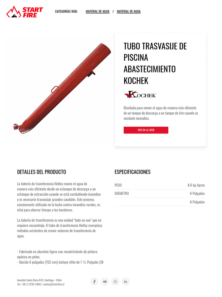 Tubo Trasvasije de Piscina Abastecimiento Kochek | PDF