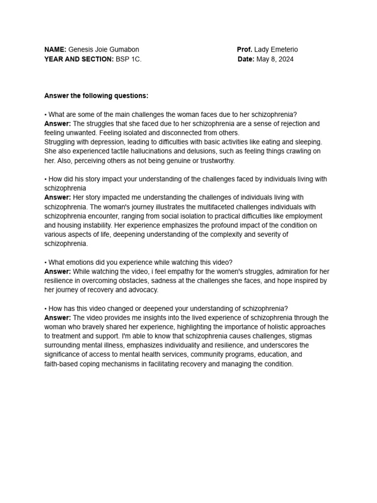 Ptask 4 - Schizophrenia | PDF