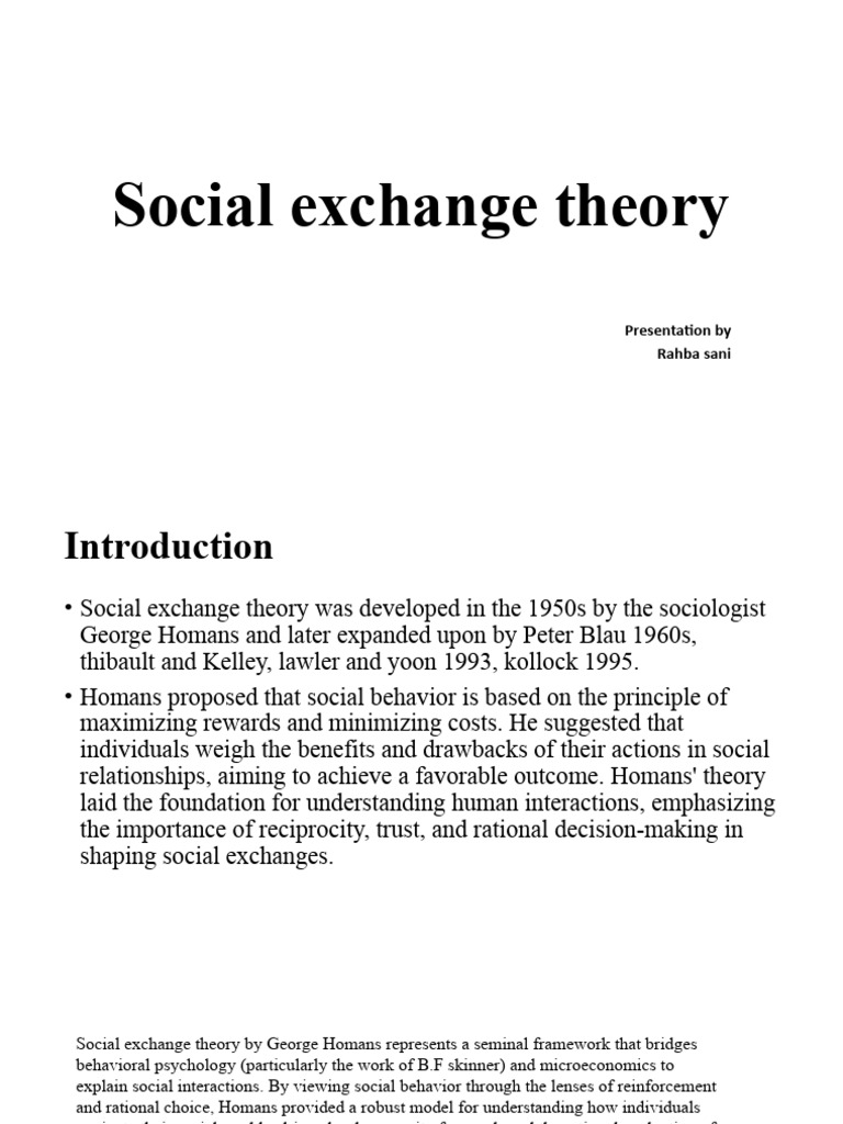 Social Exchange Theory | PDF | Behavior | Consumer Behaviour