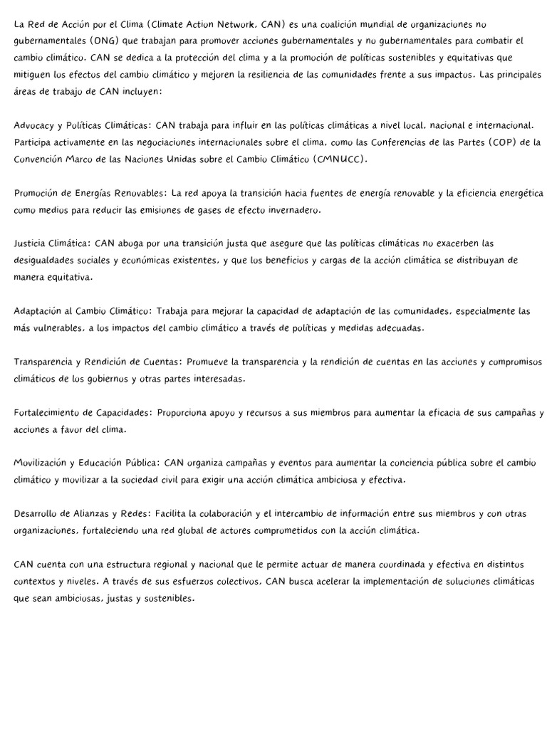 La red de acci n por el clima climate action network can es una