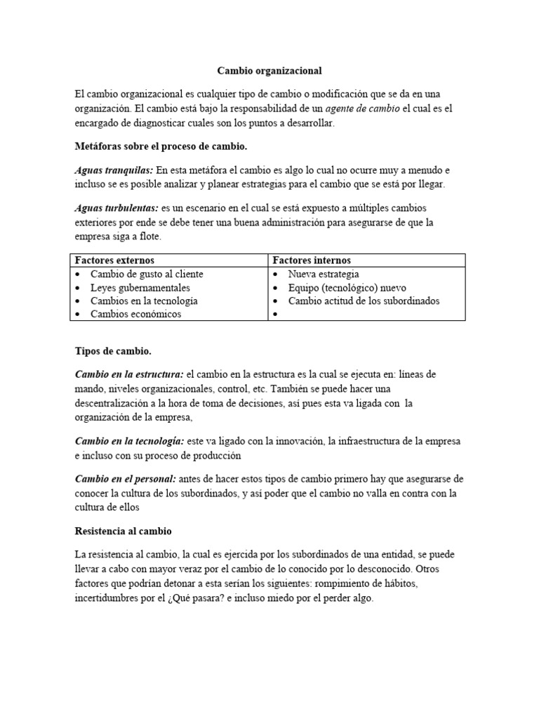 Estrategias para el Cambio Organizacional | PDF | Crecimiento personal ...