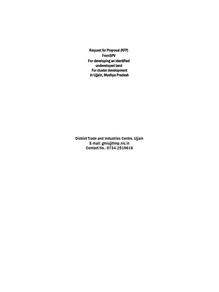 RFP for Plastic Cluster Development Ujjain | PDF | Request For Proposal ...