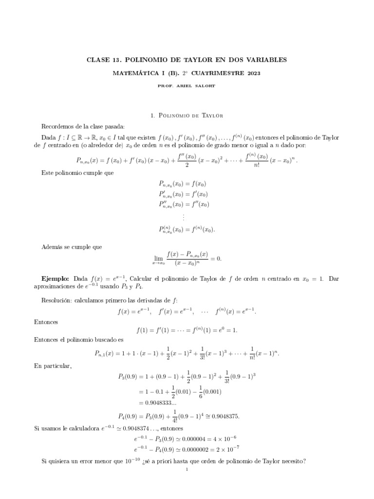 Serie De Taylor Pdf Matemáticas Aplicadas Análisis Complejo