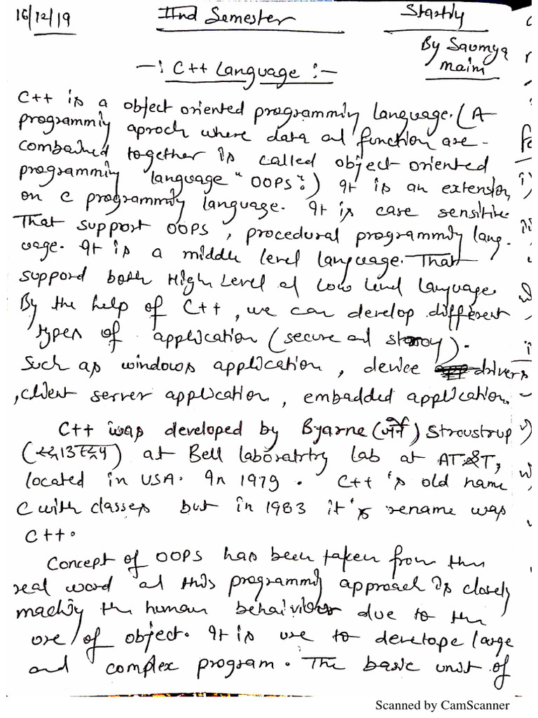 C++ Notes Rough-1 | PDF