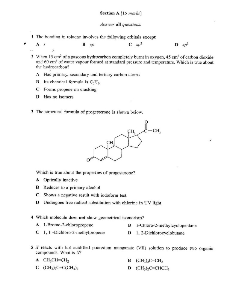 Chemistry Sem 3 Actual Question 2019 | PDF