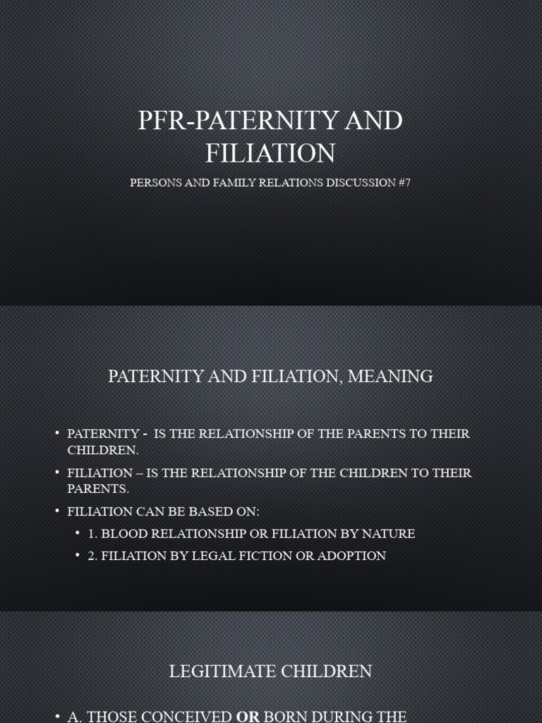 Paternity and Filiation Explained | PDF | Legitimacy (Family Law ...