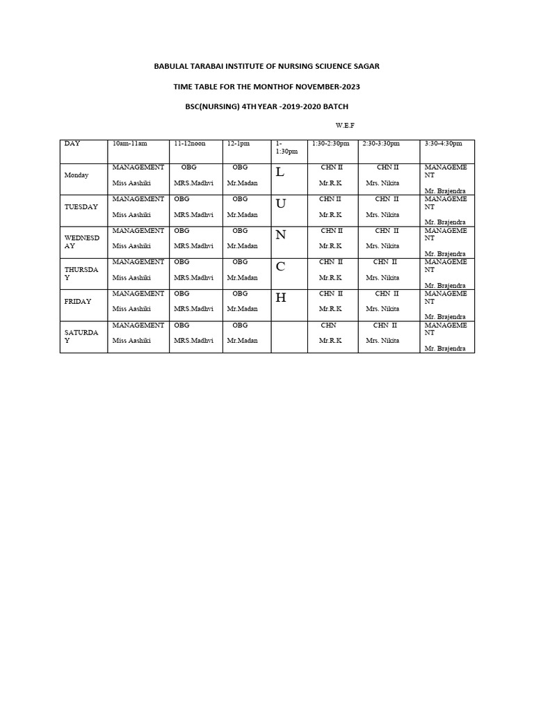 Time Table | PDF