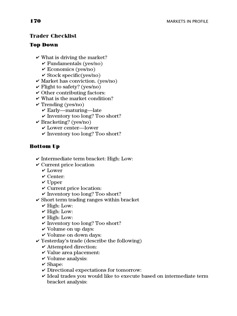 Market Trading Analysis Checklist | PDF | Day Trading | Cognitive Science