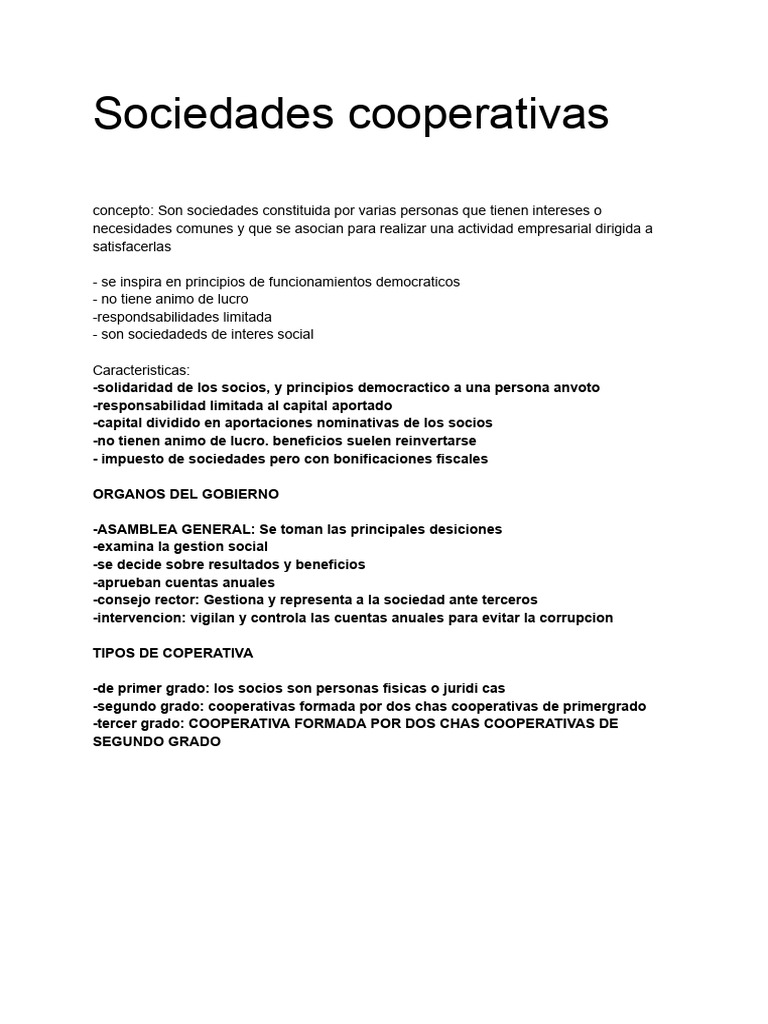 Guía Completa sobre Sociedades Cooperativas | PDF | Sociedad de ...