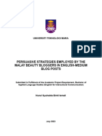 Persuasive Strategies Employed by The Malay Beauty Bloggers in English-Medium Blog Posts