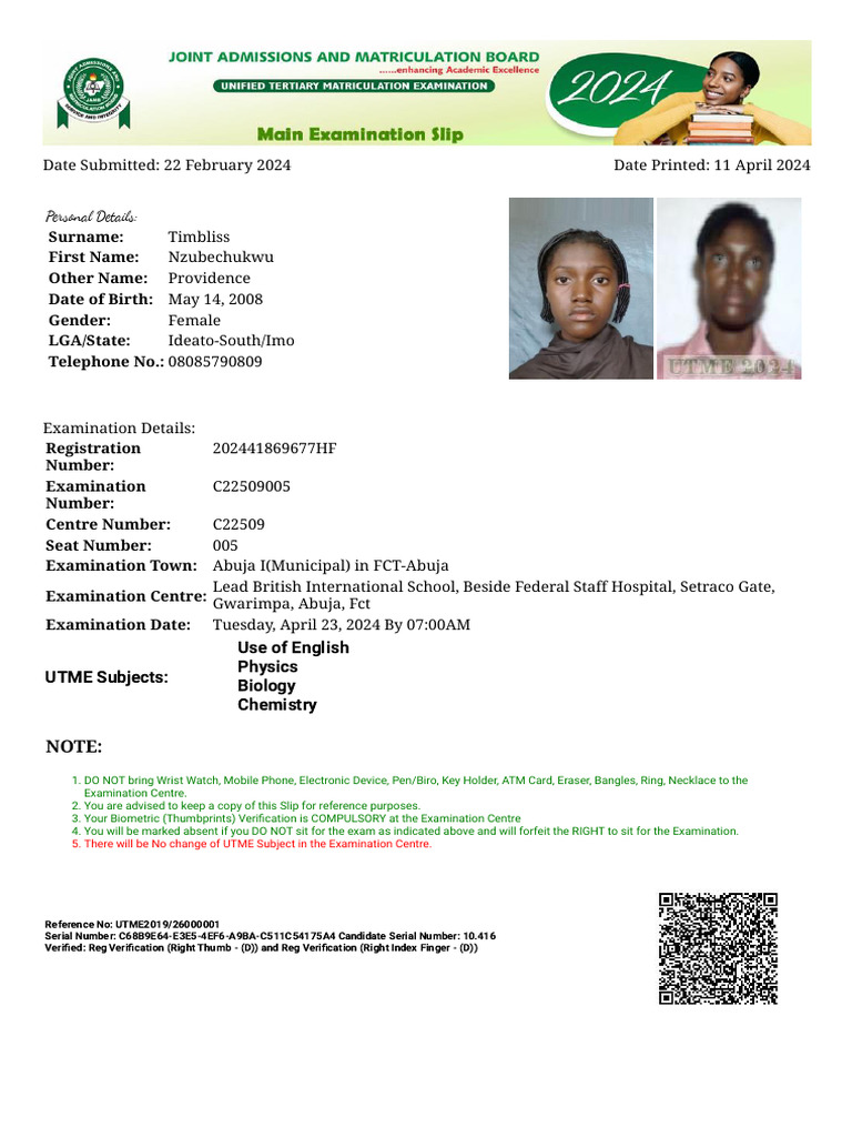 Slipsprinting Jamb.gov NG ShowReport PDF