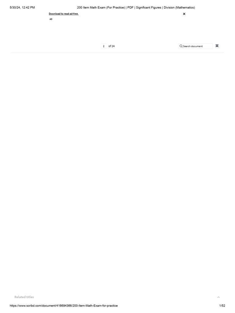 200 Math Exam Practice Questions PDF | PDF | Scribd | Mathematics